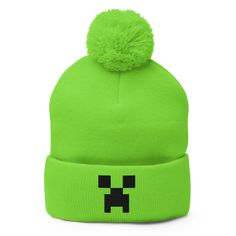 Creeper Face: Pom Pom Beanie Minecraft Shop, Minecraft Shirts, Minecraft Shops, Minecraft Tshirt, Minecraft Characters, Survival Mode, Color Care, Pom Beanie, Crew Neck Shirt