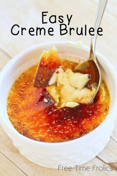 an easy creme brulee recipe in a white bowl