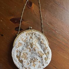 Old Old Purse From The 1920s, From My Great Grandmother. Pearl Seeded Bag With White And Natural Colored Beads, Art Deco Style. Snap Closure, Gold, With Chain Handle. Old Mirror Inside Along With Some Old Hairpins! Liner Is Cream Linen Material, Ripped From Age, By Longchamps. 5" X 5". Metal Part From Closure Is Missing, Purse Is About 100 Years Old. Beads Art, Old Mirror, Longchamp Bags, Purse Vintage, Linen Material, Beaded Purses, White Beads, Art Deco Style, Deco Style