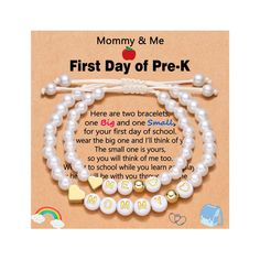 Material: Imitation pearl Fashion Element: English Letters Style: Cute Minimal Bracelet, Pearl Fashion, Fun Bracelet, Kindergarten First Day, Kids Bracelets, Mommy Style, Beads Handmade, Pink Beads, Matching Bracelets