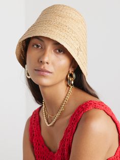 EXCLUSIVE AT NET-A-PORTER. Ruslan Baginskiy's bucket hat is modeled on classic 'cloche' styles popular in the 1920s. Woven from lightweight straw, it's detailed simply with the brand's logo at the brim. The seamless construction allows you to fold it up and tuck it away into your luggage. Designer Beige Hat For Summer, Designer Beige Summer Hat, Designer Spring Bucket Hat With Short Brim, Luxury Summer Bucket Hat, Luxury Wide Brim Bucket Hat For Summer, Luxury Wide Brim Summer Bucket Hat, Designer Bucket Hat For Summer, Designer Short Brim Bucket Hat For Summer, Designer Bucket Hat For Spring