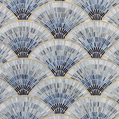 an art deco fan pattern in blue and gold