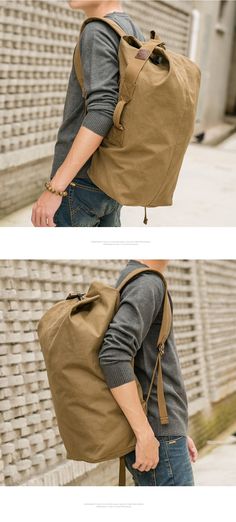 Outdoors Canvas Hiking Backpack Large Duffel Bag - Woosir Casual Large Capacity Backpack Travel Bag, Casual Large Capacity Travel Backpack, Casual Satchel Duffle Bag, Casual Outdoor Backpack Bag, Casual Travel Backpack With Adjustable Strap, Casual Outdoor Shoulder Backpack, Casual Rectangular Duffle Bag For Outdoor, Casual Brown Travel Backpack, Casual Outdoor Duffle Shoulder Bag