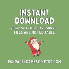 an image of santa clause with text that reads instant download no physical items are shipped files are not editable