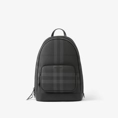 Rocco Nylon Backpack in Charcoal - Men | Burberry® Official Designer Travel Backpack With Leather Handles, Luxury Coated Canvas Backpack For On-the-go, Designer Backpack With Leather Trim, Designer Travel Backpack With Zipper Pocket, Modern Backpack With Adjustable Strap In Coated Canvas, Modern Coated Canvas Backpack With Adjustable Strap, Luxury School Backpack With Leather Trim, Designer Backpack With Zipper Pocket, Luxury Leather Trim Standard Backpack