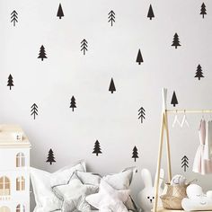 PRICES MAY VARY. Small Tree Wall Decals: total 3 sheets, 33pcs vinyl black tree wall decals. Forest Tree Wall Decal: easy to apply, made by high quality waterproof vinyl sticker. Black Tree Wall Stickers: just peel and stick, removable without damaging the wall. Vinyl Tree Wall Stickers: applied to all smooth, clean, dry surfaces of window, wall, door, etc. Pine Tree Wall Decor: suitable for kids bedroom, boys girls room, living room, office, nursery decor. 
★ Black Pine Tree Wall Decals Forest Woodland Nursery Decals, Woodland Wall Decals, Pine Tree Wall, Tree Wall Decals, Small Pine Trees, Baby Nursery Diy, Woodland Wall, Woodland Nursery Theme, Wall Decals For Bedroom