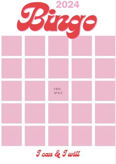 a pink calendar with the word bugo on it and an image of a red square