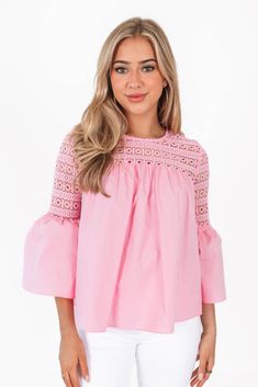 Thought About You Top - Pink Dani Mcginnis, Intricate Crochet, Crochet Details, Pink Top, Pink Tops, Favorite Jeans, Wardrobe, Crochet, Pink