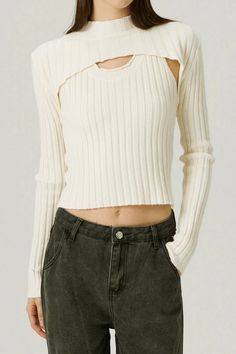 Boler: Half neck, short length, long sleeve,ribbed knit Top: Sleeveless,comfy fit,ribbed knit 100% Acrylic Professional Clean Only / Do Not Tumble Dry Bolero: Shoulder: 37cm (14.6in) / Bust: 43.4cm (17.1in) / Sleeve: 57cm (22.4in) / Armhole: 19cm (7.5in) / Length: 26.5cm (10.4in) / Top: Shoulder: 25cm (9.8in) / Bust: 27cm (10.6in) / Armhole: 20cm (7.9in) / Length: 45.5cm (17.9in) / Model's height is 5′ 6″ (173.5cm) Bust 30in Waist 23.6in Hip 34.6in and wearing S/M Ribbed Knit Top, Co Ords, Co Ord Set, Top Sleeveless, Ivory Color, Comfy Fits, Best Sellers, Knit Top, Ribbed Knit