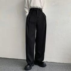 Suit Man, Streetwear Korean, Costume Noir, Smart Casual Style, Mens Dress Pants, Belt Pouch