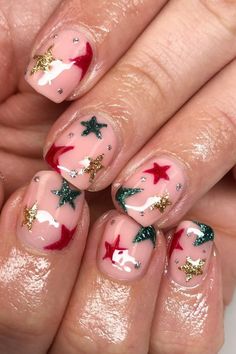 Festive Gel Nails Short, Very Short Nails Christmas, February Birthday Nails Almond, Really Short Christmas Nails, Very Short Christmas Nails, Christmas Nails Gel Short, Winter Gel Nails Short, Short Nail Christmas Designs, Short Nail Designs Christmas