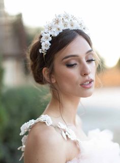 Headpieces - bridal headpieces, special occasion headpieces | Twigs & Honey ®, LLC Tiara And Veil, Floral Headband Wedding, Flower Headband Wedding, Bridal Flower Headband, Floral Headpiece Wedding, Flower Tiara, Bridal Flower Crown, Bride Headpiece, Floral Accessories Hair