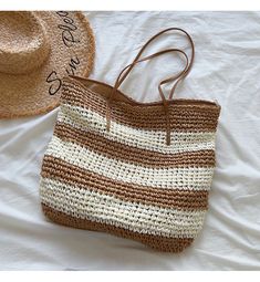 Elena Handbags Large Straw Woven Summer Tote Trendy Cream Straw Bag For Beach Season, Trendy Brown Crochet Bag For Beach Season, Trendy Beige Straw Tote Bag, Trendy Beige Braided Straw Bag, Trendy Beige Open Weave Straw Bag, White Straw Crochet Tote Bag, Trendy Cream Straw Bag For Shopping, White Jute Crochet Bag For Spring, White Braided Straw Bag