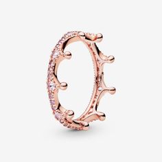 Pink Enchanted Crown Ring in Pandora Rose™ | Rose gold plated | Pandora US Crown Wedding Ring, Silver Wedding Gifts, Crown Rings, Crown Ring Princess, Pandora Pink, Pandora Rose, Style Royal, Princess Ring, Pandora Rings