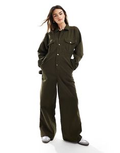 Jumpsuits & Rompers by ASOS DESIGN Co-ordinating made easy Spread collar Button placket Long sleeves Functional pockets Wide leg Regular fit Collared Jumpsuits And Rompers With Pockets For Work, Collared Jumpsuits And Rompers For Workwear, Fall Khaki Jumpsuits And Rompers For Work, Collared Jumpsuits And Rompers With Pockets In Relaxed Fit, Fall Workwear Khaki Jumpsuits And Rompers, Utility Jumpsuits And Rompers For Workwear, Khaki Jumpsuits And Rompers With Pockets For Work, Khaki Long Sleeve Jumpsuits And Rompers For Work, Casual Workwear Jumpsuit With Flap Pockets