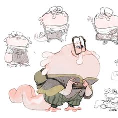 an image of a cartoon character with glasses on his head and other characters around him