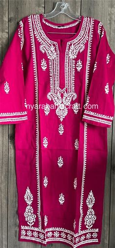 Rani pink pure khadi cotton kurta with fine embroidery . Hand embroidered. Kurta Length-44 inches Pure Cotton, Hand Embroidered, Womens Clothing Tops, Art Collection, Beauty Book, Bathing Beauties, Tops & Tees, Embroidery, Display Homes