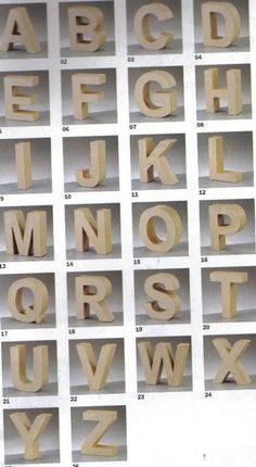 wooden letters and numbers are arranged in the shape of blocks