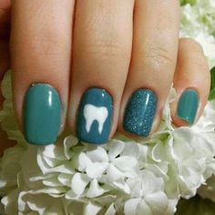 Dental Nail Art, Nails For Dental Assistants, Teeth Nail Art, Dental Assistant Nails, Teeth Nails Art