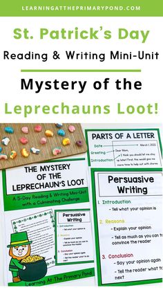 st patrick's day reading and writing mini - unit mystery of the leprechauns loot