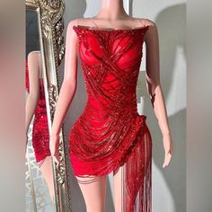 Never Worn. Brand New Fits Like A 10-12 Stretch Mesh Has Detachable Clear Straps Red Custom Birthday Dress, Burgundy Birthday Dress, Red Dress With Pearls, Red Dress Birthday Outfit, Red Birthday Dress, Ed Hardy Outfit, Red Beaded Dress, Pearl Dress, Cute Prom Dresses