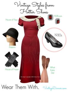 The Angelica shoes by Hotter look wonderful with 1930s style clothing. Shop this look at VintageDancer.com Vintage Look Outfit, 1930s Outfits, Vintage Inspired Shoes, Vintage Style Clothing, 1930s Style, Vintage Inspired Fashion, 40s Fashion, Vintage Wardrobe, Retro Mode