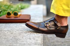 Nice Brown Shoes Men, Yellow Pants, Shoes Photography, Mens Lifestyle, On The Ground, Mens Accessories Fashion