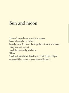 the sun and moon poem is shown in black and white, with an orange background