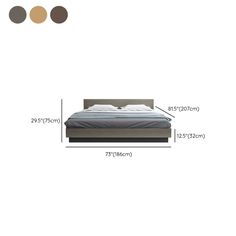 the measurements for a bed frame and headboard are shown in three different colors, including brown