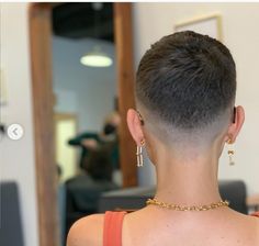 Buzzcut Fade Women, Shaved Back Of Head Women, Yellow Buzzcut, Womens Buzzcut, Crew Haircut, Shaved Sides Pixie, Fade Cut, Short Shaved Hairstyles, Haircut Styles For Women