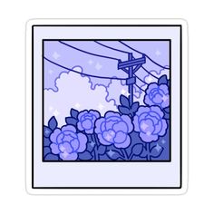 purple flowers and power lines sticker