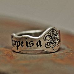 Medieval Ring, Word Ring, Ring Initial, Ring Name, Metal Stamped Jewelry, Signet Ring Men