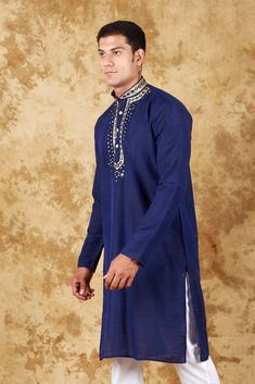 Bluesaanchi Mirror Magic Blue Men's Kurta Set  The Bluesaanchi Mirror Magic Blue Men's Kurta Set is a stylish and contemporary outfit designed for the modern man. Crafted with attention to detail, this kurta set features intricate mirror work that adds a touch of elegance to your wardrobe. Perfect for festive occasions or casual outings, this ensemble combines comfort and style seamlessly.  Key Features  Intricate mirror work for a stylish look  Comfortable and breathable fabric  Available in various sizes  Perfect for festive occasions   Specifications  Product Type: Kurta Set  Color: Blue  Style: Ethnic Wear  Pattern: Mirror Work   Material & Care  Material: Cotton Blend  Care Instructions: Hand wash separately in cold water; do not bleach; dry in shade.    Legal Disclaimer:  The product Intricate Mirror, Mirror Magic, Men's Kurta, Contemporary Outfits, Blue Style, Mirror Work, Kurta Set, Ethnic Wear, Modern Man