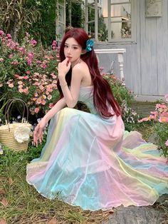 Fantasia Pastel Aesthetic Rainbow Fairy Dress Pastel Unicorn Dress Fantasia Dress, Pastel Fairy, Aesthetic Rainbow, Rainbow Fairy, Rainbow Fairies, Dress Pastel, Unicorn Dress, Pastel Outfit, Rainbow Dress