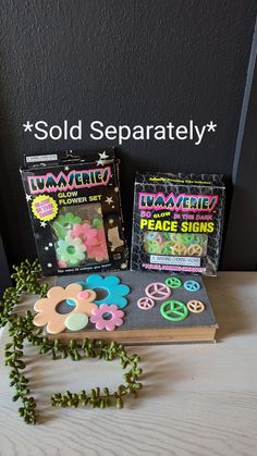 some craft supplies are sitting on top of a table with the words sold separately above them