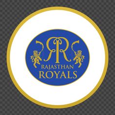 the logo for rajasthan royals is shown on a white and blue oval with gold accents