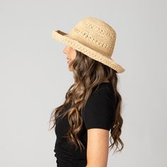 Spend the day outdoors in style with our crochet raffia kettle brim hat. This hat is made with a wire brim to keep its shape. This will be your go to beach hat, it's perfect for any day in the sun. Features: 4" brim 100% raffia Women's one size Adjustable Lightweight Crochet Hat For Warm Weather, Casual Brimmed Crochet Hat With Upf 50+, Casual Crochet Hat With Upf 50+ For Spring, Casual Crochet Hat With Upf 50+ And Brimmed Shape, Adjustable Flat Brim Sun Hat With Open Weave, Lightweight Crochet Fedora Hat For Warm Weather, Casual Crochet Hat With Curved Brim For Warm Weather, Adjustable Short Brim Sun Hat With Open Weave, Adjustable Sun Hat With Open Weave And Short Brim