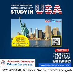 an advertisement for the usa study in law program, with images of the statue of liberty