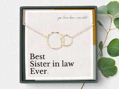 Sister-in-Law Gift, Sister of the Groom Necklace, Jewelry Gift for Her, Interlocking Circles, Sterling Silver, 14k Gold Vermeil This beautiful interlocking circles necklace is the perfect wedding day gift for the sister of the groom. It is a wonderful way to welcome your new sister-in law to the family and show your appreciation.  As a symbol of unity, the interlocking circles are a perfect representation of the new familial bond being formed. It's not just a piece of jewelry, but a symbol of lo Sister Of The Groom, Interlocking Circle Necklace, Sister In Law Gifts, Gift Sister, In Law Gifts, Jewelry Care Instructions, Sister In Law, Custom Jewelry Design, The Groom