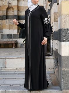 Farisaa Embroidered Abaya Gown - Eid Delivery - Women Muslim Dress Abaya, Burqa Designs, Toddler Sun Dress, Popular Clothing Styles, Abaya Designs Latest, Abaya Fashion Dubai, Black Abaya, Kurti Neck Designs, Abaya Dress