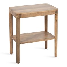 a small wooden table with one shelf on the bottom and two shelves below it that are made out of wood