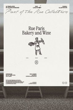 an advertisement for rue paris's bakery and wine