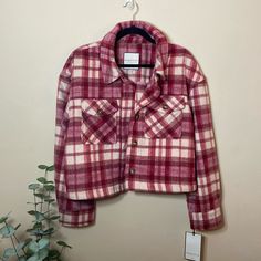 Super Cute Pink/ Red / Cream Plaid Shacket Jacket By Bagatelle Ny. Warm And Fleece. Nwt Size Xl . Crop Short Jacket , Must Have Winter & Fall Piece. . Offers Always Welcome. Happy To Answer Any Questions. Tags- Summer ,Spring, Winter, Fall, Cute , Pretty, Trendy, Stylish, , Short, Casual, Daytime, Nighttime, Everyday, Date, Girls Night Out, Warm Weather, Cold Weather ,Vacation, Travel, Chic, Neutral , Comfortable, Fleece, Western, County , Cowgirl, Colorful. Plaid , Checkered, Cropped Trench Coat, Travel Chic, Black Leather Coat, Plaid Shacket, Distressed Jacket, Vegan Leather Jacket, Faux Suede Jacket, Vintage Leather Jacket, Collars For Women