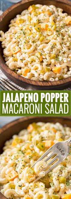 this is an image of jalapeno popper macaroni salad