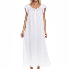 Experience the epitome of nighttime elegance with the Alexander Del Rossa Long White Cotton Nightgown. This exquisite piece is designed specifically for women who value both comfort and style in their sleepwear.

- **Material:** 100% Cotton Poplin
- **Color:** White
- **Size:** Small
- **Gender:** Female
- **Age Group:** Adult

Crafted from premium cotton fabric, this nightgown ensures breathability and gentleness on the skin, making it perfect for those warm summer nights. The design features d White Sleeping Gown, Sleeping Gown, White Nightgown, Night Gowns, Cotton Nightgown, One Piece Clothing, Lace Nightgown, Nightgowns For Women, One Piece Pajamas