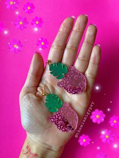 "This listing is for ONE Pair of Tropical Leopard Earrings. These earrings are made of beautiful Pink and Green Mirrored Acrylic. Earrings are approximately 2.25\" in length. Earring posts are hypoallergenic. Different color options are available. please DM me if interested. Follow me on IG for shop updates! @themiamigypsy" Acrylic And Wood Earrings, Laser Cut Earrings Acrylics, Acrylic Earrings Laser Cut, Kyanite Bracelet, Leopard Earrings, Tropical Earrings, Tropical Jewelry, Mirrored Acrylic, Earrings Acrylic