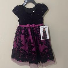 New With Tags To 2t Formal Dress, Purple Short Sleeve Dress For Dress-up Events, Purple Short Sleeve Dress Up Dresses, Purple Toddler Dress, Snowflake Dress, Black White Parties, Flower Embroidered Dress, Girls Fancy Dress, Girls Winter Dresses, Baby Blue Dresses