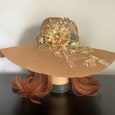 Gorgeous Gold Flower Summer Beach Hat Perfect Summer Hat *Brand New Gorgeous Design *One Size Fits All Reasonable Offers Are Welcomed Gold Straw Hat With Curved Brim For Vacation, Gold Curved Brim Straw Hat For Vacation, Gold Bohemian Hat For Kentucky Derby, Bohemian Gold Hat For Kentucky Derby, Gold Fedora Straw Hat For Vacation, Bohemian Gold Straw Hat For Vacation, Gold Bohemian Straw Hat For Vacation, Gold Straw Hat For Beach With Short Brim, Gold Brimmed Sun Hat For Kentucky Derby