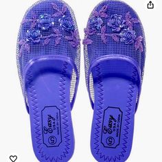 Women’s Mesh Slipper Floral Flip Flops Sandals Size 11 Casual Purple Spring Slippers, Casual Purple Round Toe Slippers, Cheap Purple Summer Flip Flops, Purple Slip-on Beach Slides, Purple Synthetic Summer Flip Flops, Floral Flip Flops, Flip Flop Sandals, Womens Slippers, Flip Flops