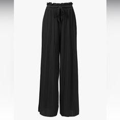 Size L Elegant Summer Pleated Pants, Black Pleated Pants For Spring, Spring Black Pleated Pants, Black Chiffon Evening Bottoms, Casual Pleated Chiffon Bottoms, Summer Pleated Chiffon Bottoms, Black Chiffon Bottoms For Parties, Chiffon Bottoms For Evening And Summer, Elegant Chiffon Bottoms For Night Out